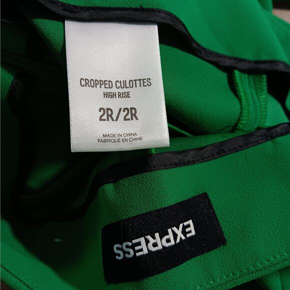Express Culottes Pants Size 2R Green Wrap Attached Belt High Rise Side Zipper - Picture 8 of 9